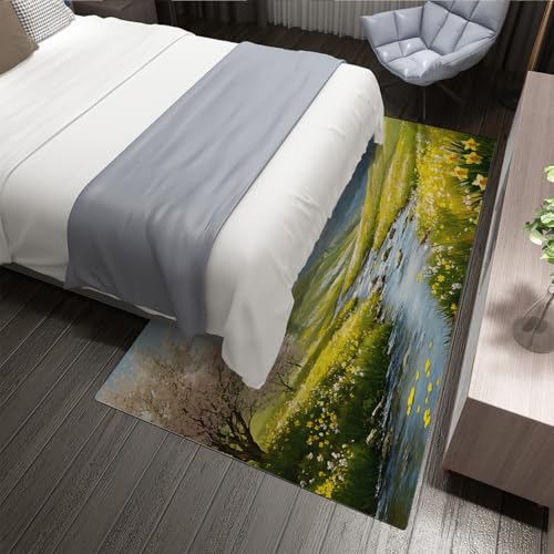 Tapis champ de fleurs impressionniste 180x270 cm lavable poil bas salon - 5