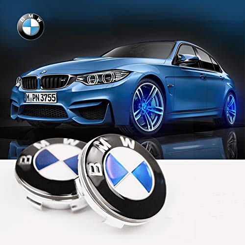 Bearfire 4Pcs Waterproof LED Light Wheel Hub Center Caps Cover Wheel Lights Car Emblems for BMW Accessory