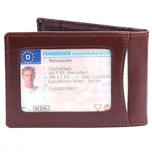 Image of Brooklyn Bridge Genuine Leather Money Clip Wallet for Men VT Brown - Premium Slim RFID Protected Wallet with Cash Clip & Multiple Card Slots, Stylish Front Pocket Design, Gift for Men