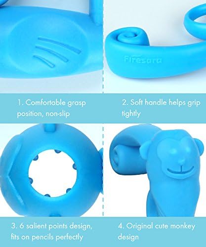 Pencil Grip, Firesara Assorted Monkey Design Pencil Gripper Posture Correction for Kids Preschoolers Children Adults Special Needs Handwriting Pencil Grip Aid (3PCS)