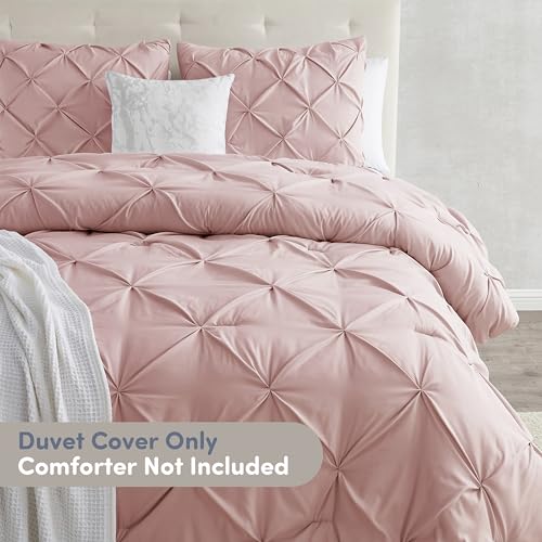 Image of Nestl Twin Duvet Cover Set Peach Beige - Soft Double Brushed Duvet Set with Button Closure & Corner Ties, 2 Piece Luxurious Pinch Pleated Duvet Cover Set 68x90 Inches with 1 Pillow Sham