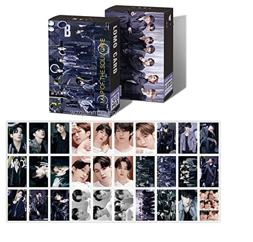 Blue Aura BTS Lomo Cards Photocard Merchandise - Gift Collection, Wall Decor, Birthday Decoration Items Bangtan Boys Merch - Pack of 30 (Grey Map of soul)