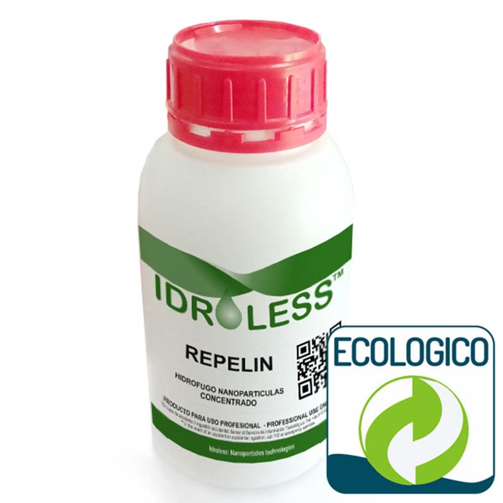 Hidrófugo Oleófugo Superconcentrado Repelin 1L - Idroless | Rinde 10L tras diluir. Protección invisible y transpirable frente a agua, grasas, aceites y suciedad en soportes porosos.