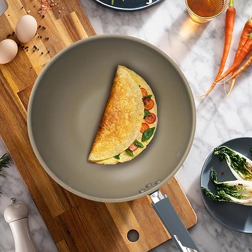 Wok moderno antiadherente con base plana y mango aislante miniatura 4