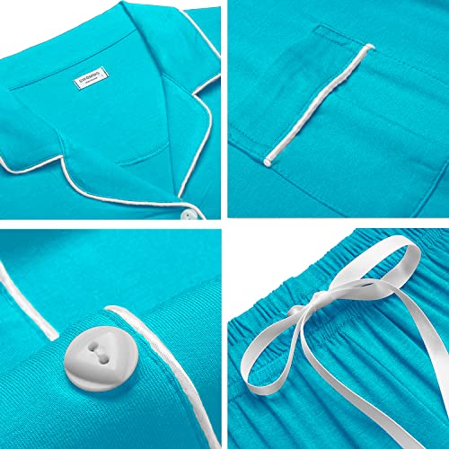 Image of SWOMOG Womens Button Down Pajamas Set Short Sleeve Sleepwear Bride Soft Pj Lounge Sets XS-3XL