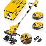 Alloyman 耕運機 家庭用 充電式耕うん機 【2026新登場】2個4.0Ahバッテリーセット 20V 耕幅255mm/耕深220mm コードレス 小型 軽量 組み立て簡単 家庭菜園 水田畑 農業土耕す 日本語取扱説明書付き イエロー