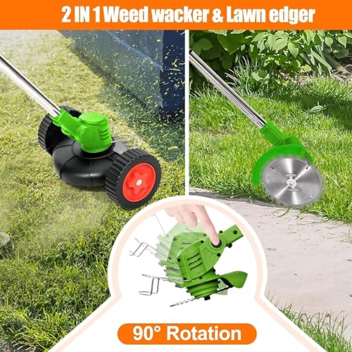 Zjs Cordless Weed Wacker Electric Weed Wacker Battery Powered 21V /4.0Ah, Grass Trimmer With Wheels & 4 Types Blade thumb #1