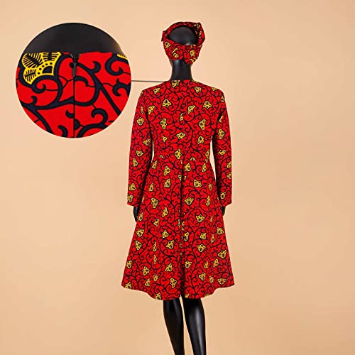 Image of African Dashiki Dresses for Women Party Flower Floral Fashion Culture Vintage+Headwrap 35x45 inch