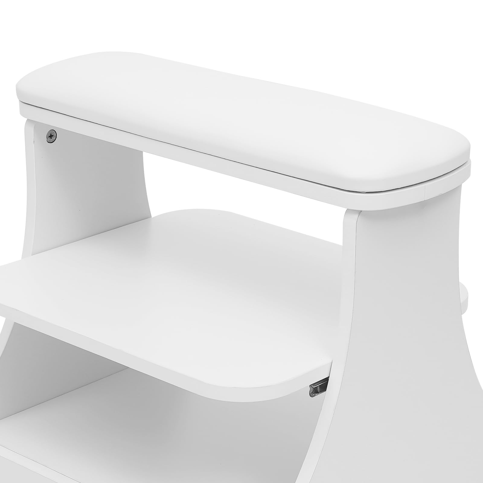 Wózek do salonu z poduszkami, wózek do salonu z 3 przegródkami, wózek do manicure/pedicure, do kąpieli stóp, nośność 50 kg, 52 x 41 x 55 cm, akcesoria do salonu fryzjerskiego (kolor biały)