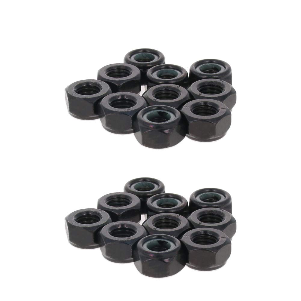 MroMax M10 x 1.5mm Nylon Insert Hex Lock Nuts, Carbon Steel Black Zinc Plated, Pack of 100