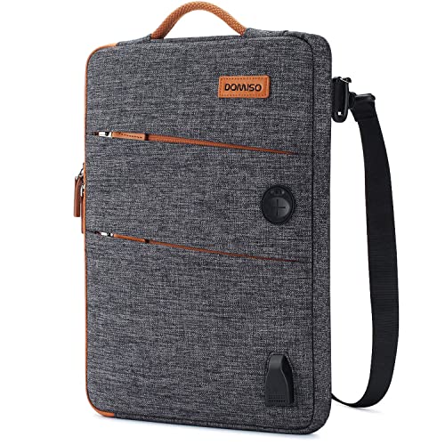 DOMISO 14 Inch Waterproof Laptop Bag Canvas with USB Charging Port Headphone Hole for 14