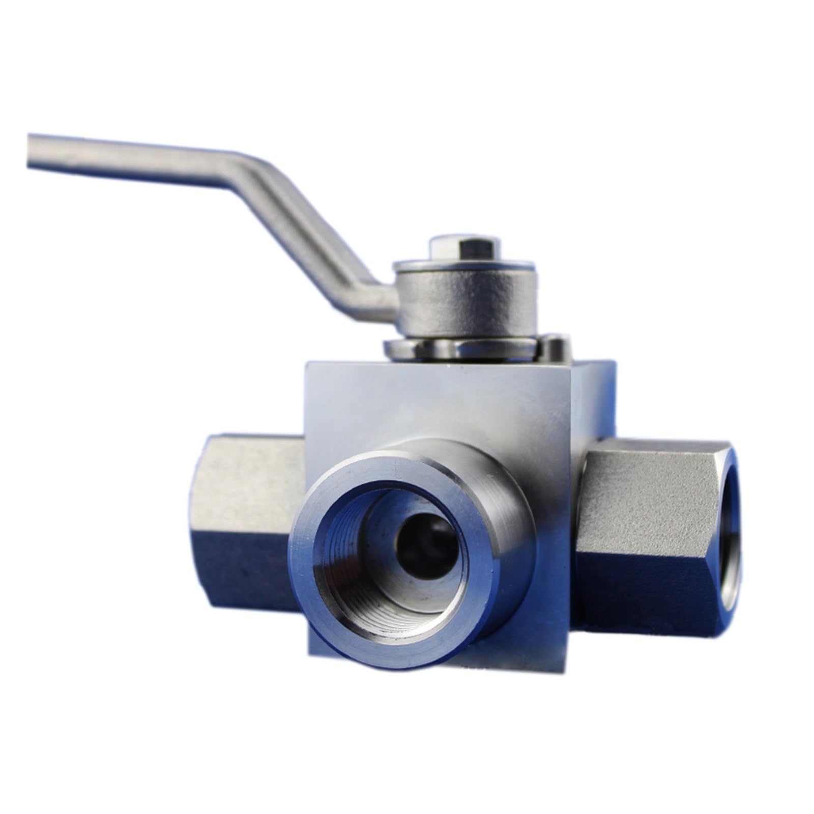 Vanne à Sphère, Vanne à Boisseau sphérique 1/4 "3/8" 1/2 "3/4" 1 "Haute Pression 3 Voies en Acier Inoxydable Type L vanne à Boisseau sphérique hydraulique Haute Pression(1/2")