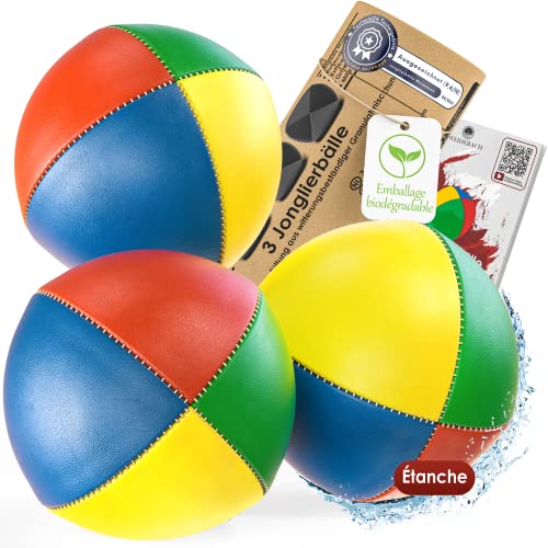 Weidebach® Balles de jonglage, Lot de 3, Balle de jonglage, balles Professionnels et débutants, Balle jonglage, balles jonglage, Balle jonglage Pro, balles jonglage en Cuir, balles jonglage avec tuto Cover