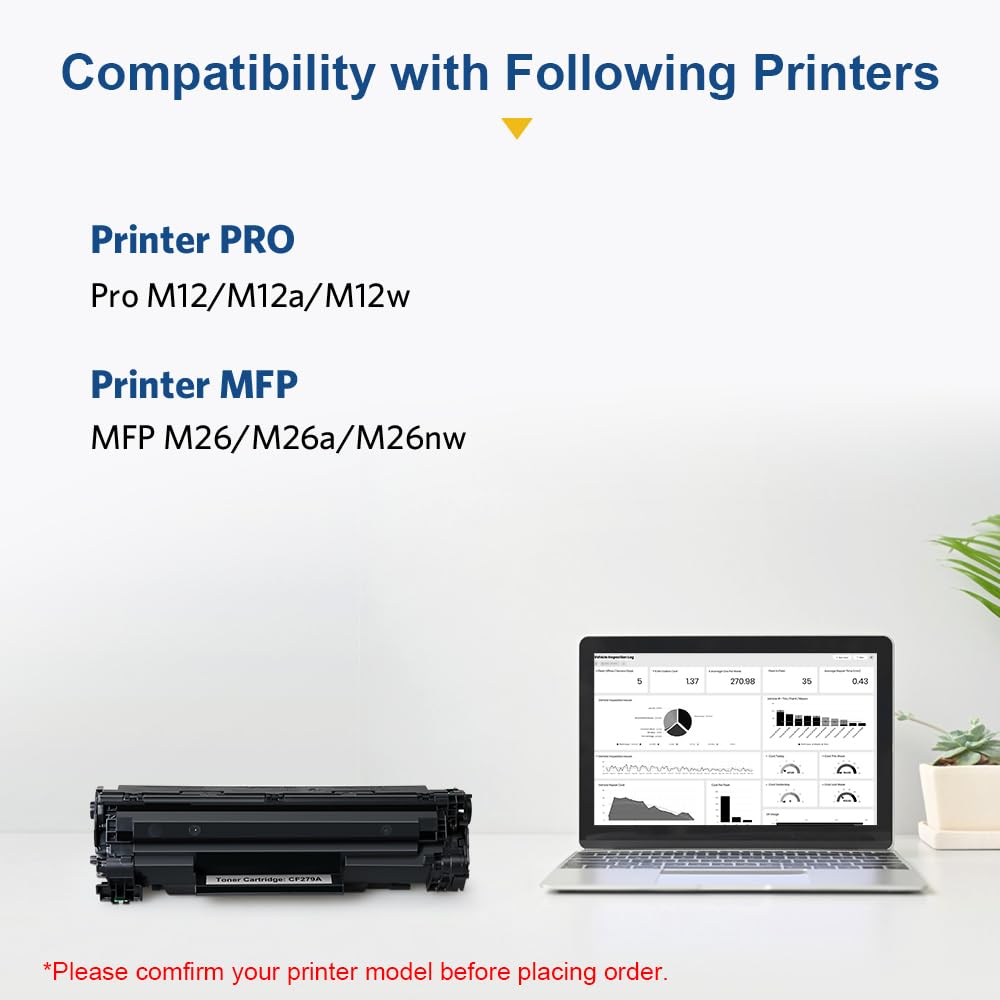 SMARTOMI CF279A 79A Compatibili con HP CF279 79A Cartuccia Toner per LaserJet Pro M12 M12a M12w MFP M26 M26a M26nw Series 2 Nero