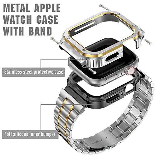 Image of MioHHR Stainless Steel Band with Case for Apple Watch Bands Series 11 /10
