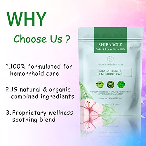 Sitz Bath For Hemorrhoid, Herbal Hemorrhoid Treatment Formula Epsom Salt Dead Sea Salt Essential Oil Plant Extract, 19 Natural Ingredients Sitz Bath Salts For Hemorrhoid Soothing And Remove 11.6 Oz #TOP2