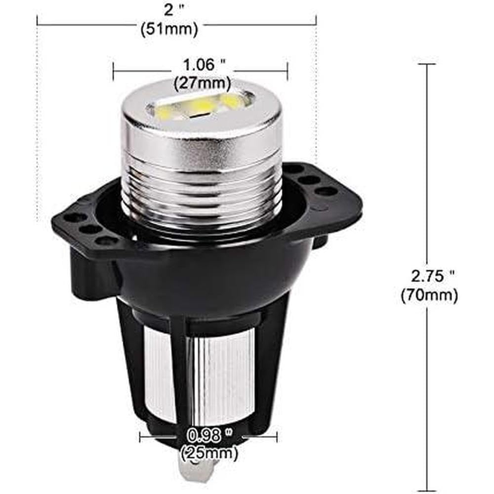 Riloer Angel Eyes Light Car LED Lampadine Halo Ring Marker,Fari Halo Xenon Bianco 6000K, 2 Pezzi Angel Eyes Fendinebbia Rotondi Compatibili con BMW Serie 3,63117161444