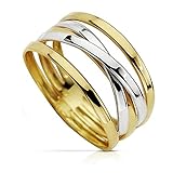 Sortija oro 18k bicolor bandas blancas cruzadas [AA7257]