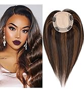 Lovenea Hair Toppers for Women Real Human Hair 14 inch Straight Human Hair Toppers with No Bangs ...