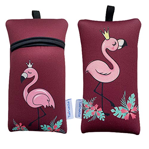 Image of Neoprene Neck Cell Phone Sleeve Bag Pouch w / Clip (Flamingo Red Wine)