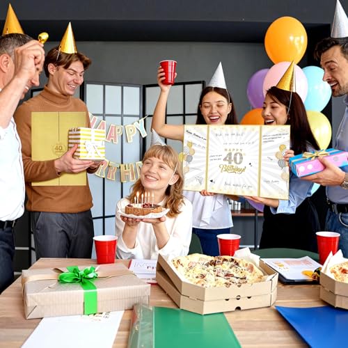Decoración dorada para fiesta de cumpleaños con libro de visitas 40 años 3