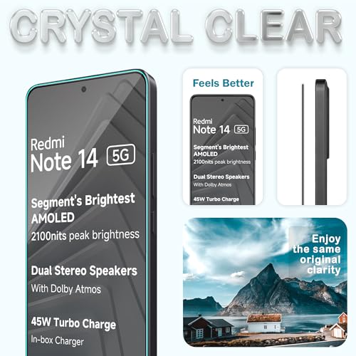 Image of ArmourPro Military Grade Gorilla Tempered Glass Compatible For Redmi Note 14 (6.67 Inch) With Easy Installation Kit for Smartphone| Edge-to-Edge Protector Coverage | Black, Pack of 2