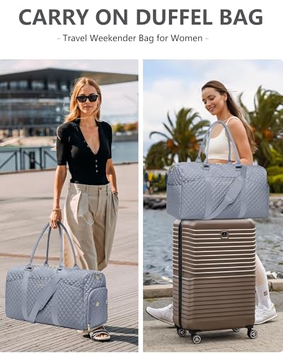 Image of Women Weekender Travel Duffle Bag: Travel Duffel Overnight Bags with Shoe Compartment Large Carry on Tote with Toiletry Bag Weekend Traveling Yoga Gym Hospital Bag for Women with Wet Pocket Grey