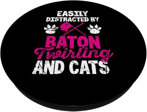 Miniatura 2 de Fácilmente distraído por Baton Twirling and Cats Majorette Twirl PopSockets intercambiables PopGrip