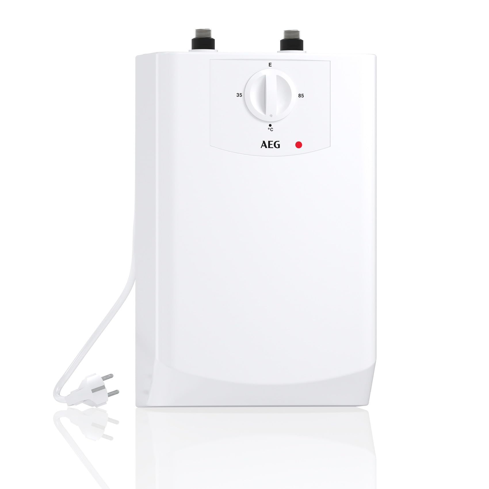 AEG Boiler BOI 5 U, Untertischboiler 5 Liter Niederdruck mit Stecker 230V für Küchenspüle oder Waschbecken, energie- und platzsparend, 2 kW, Made in Germany, VDE geprüft