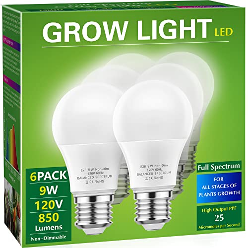 Briignite Grow Light Bulbs, Full Spectrum Grow Light Bulb, LED Grow Light Bulb A19 Bulb, Plant Light Bulbs E26 Base, 9W Grow Bulb 100W Equivalent, Grow Light for Indoor Plants, Seed Starting, 6 Pack Briignite Grow Light Bulbs, Full Spectrum Grow Light Bulb, LED Grow Light Bulb A19 Bulb, Plant Light Bulbs E26 Base, 9W Grow Bulb 100W Equivalent, Grow Light for Indoor Plants, Seed Starting, 6 Pack
