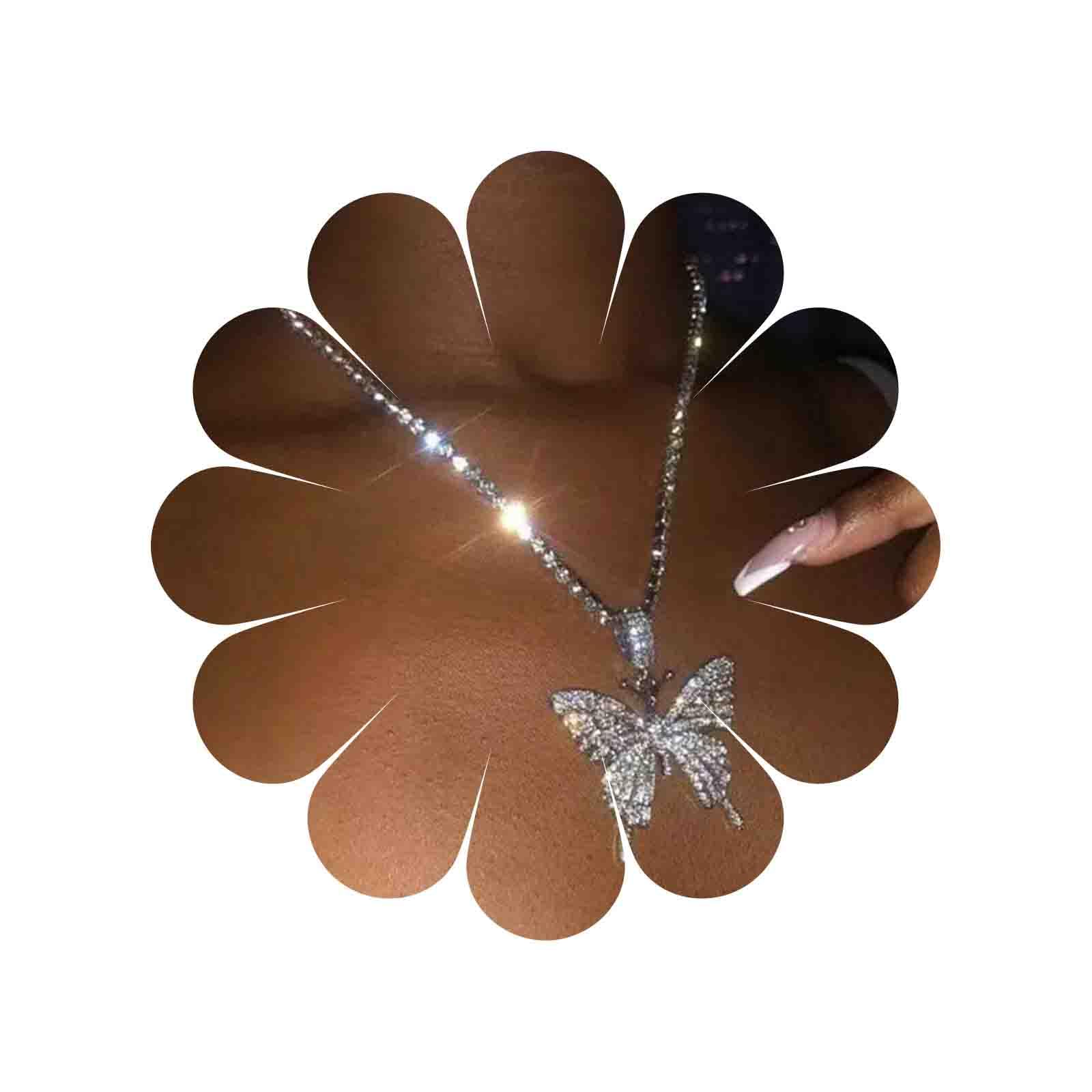 Collana girocollo con farfalla vintage, catena di perline di