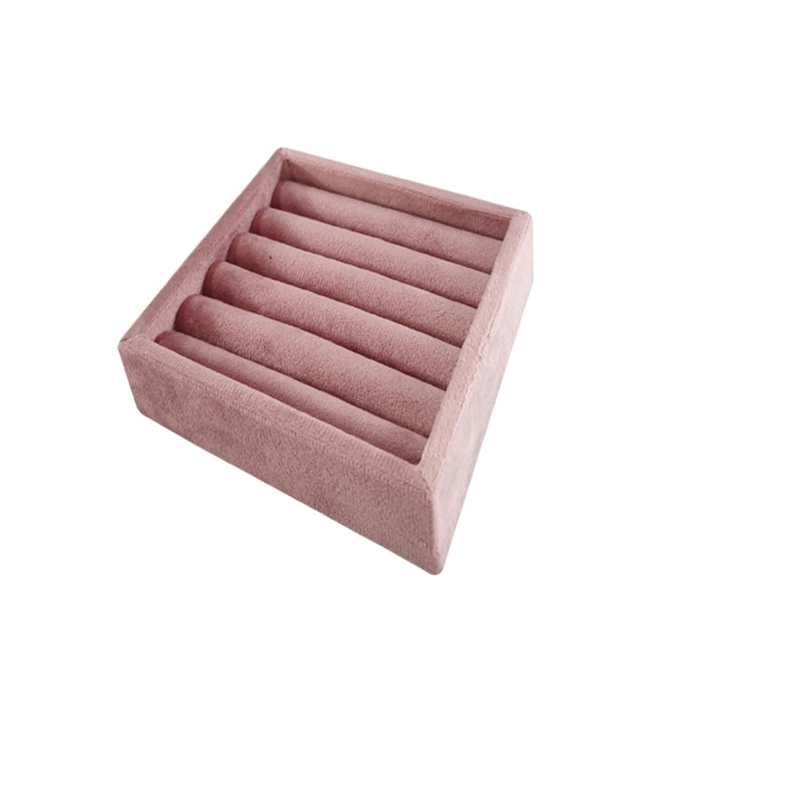 ZHSOAO 2pcs Pink Velvet Jewelry Display Tray - Elegant Ring & Earring Organizer With Wood Base for Jewelry(S)