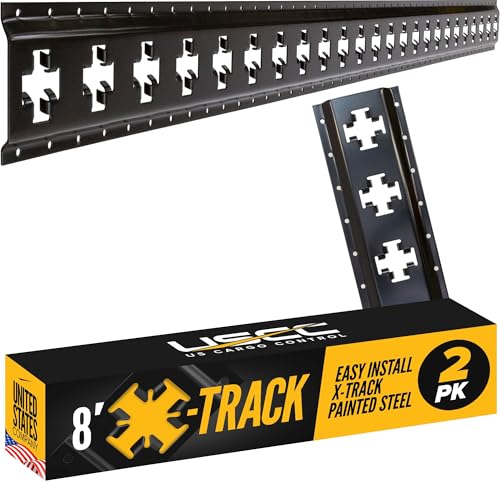 Image of US Cargo Control X Track Rails (2-Pack), 8 FT Black X-Track Rail for Trailers, Pickup Trucks, Garages, and Sheds - Use with E-Track Straps for Vertical and Horizontal Alignment