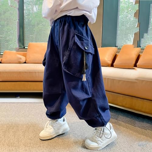 Boys Camo Pants Kids Pull on Elastic Waist Casual Loose Jogging Bottoms Elastic Cuffed Cargo Joggers 6-7 Years2