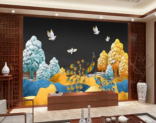 Wall26 – WEZ0204 Sweetheart Inachis io Natural Good Deal Mountains Tree Beautiful Trees Beauty Peacocks HD 3D Wall Sticker[20 ft x 16 ft] / [610 cm x 488 cm]