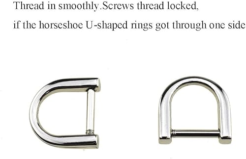 Miniatura 2 de HAHIYO Anillos en D con grillete de tornillo, herradura en forma de U, llavero con tornillo en ambos lados, alineado para bolsa de correa