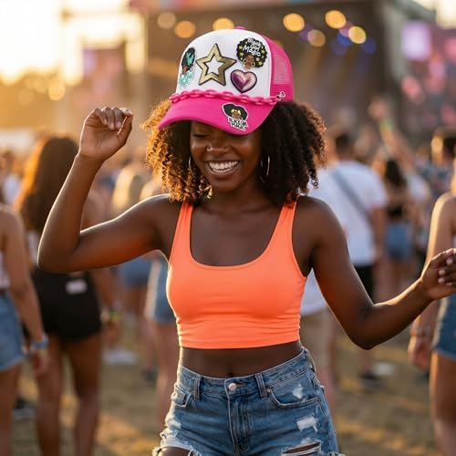 HEYTRCO 43PCS Black Girl DIY Trucker Hat Kit, 3 Mesh Foam Hats with Iron-On Embroiederd & Sequin Patches, Hat Pins, Hat Chains & Heat-Resistant Tape – Empowerment Party Craft Set — 사진 3