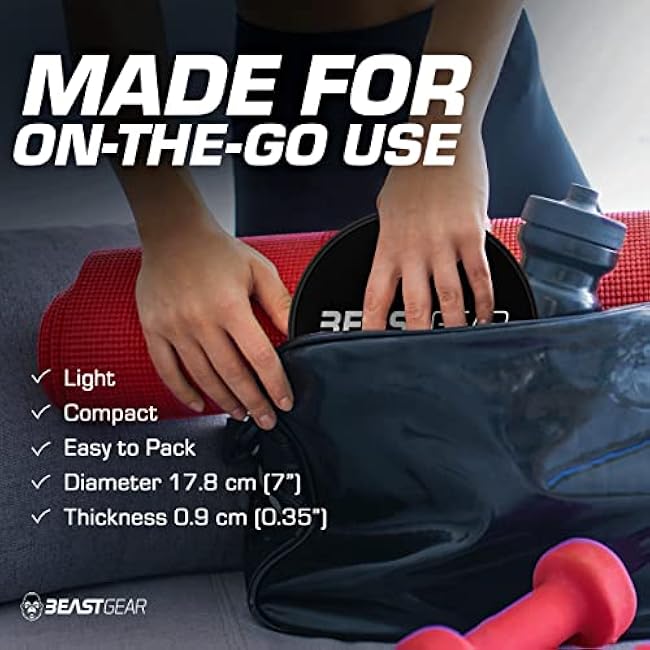 Core Sliders by Beast Gear ¨C Double Sided Gliding Discs for Abdominal Exercises - Carpet and Hard Floors