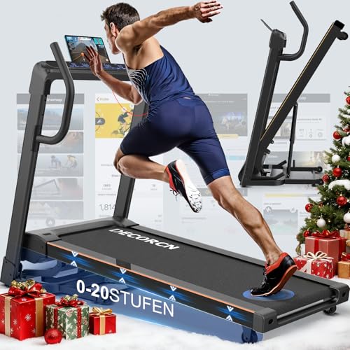 Decorcn Laufband für Zuhause - 4,5 PS, bis 16 km/h. Profi Große Lauffläche Laufband Klappbar, 20 Neigungsstufen Leise Walking Pad mit interaktivem LCD-Display & Bluetooth, bis 150KG Decorcn Laufband für Zuhause - 4,5 PS, bis 16 km/h. Profi Große Lauffläche Laufband Klappbar, 20 Neigungsstufen Leise Walking Pad mit interaktivem LCD-Display & Bluetooth, bis 150KG