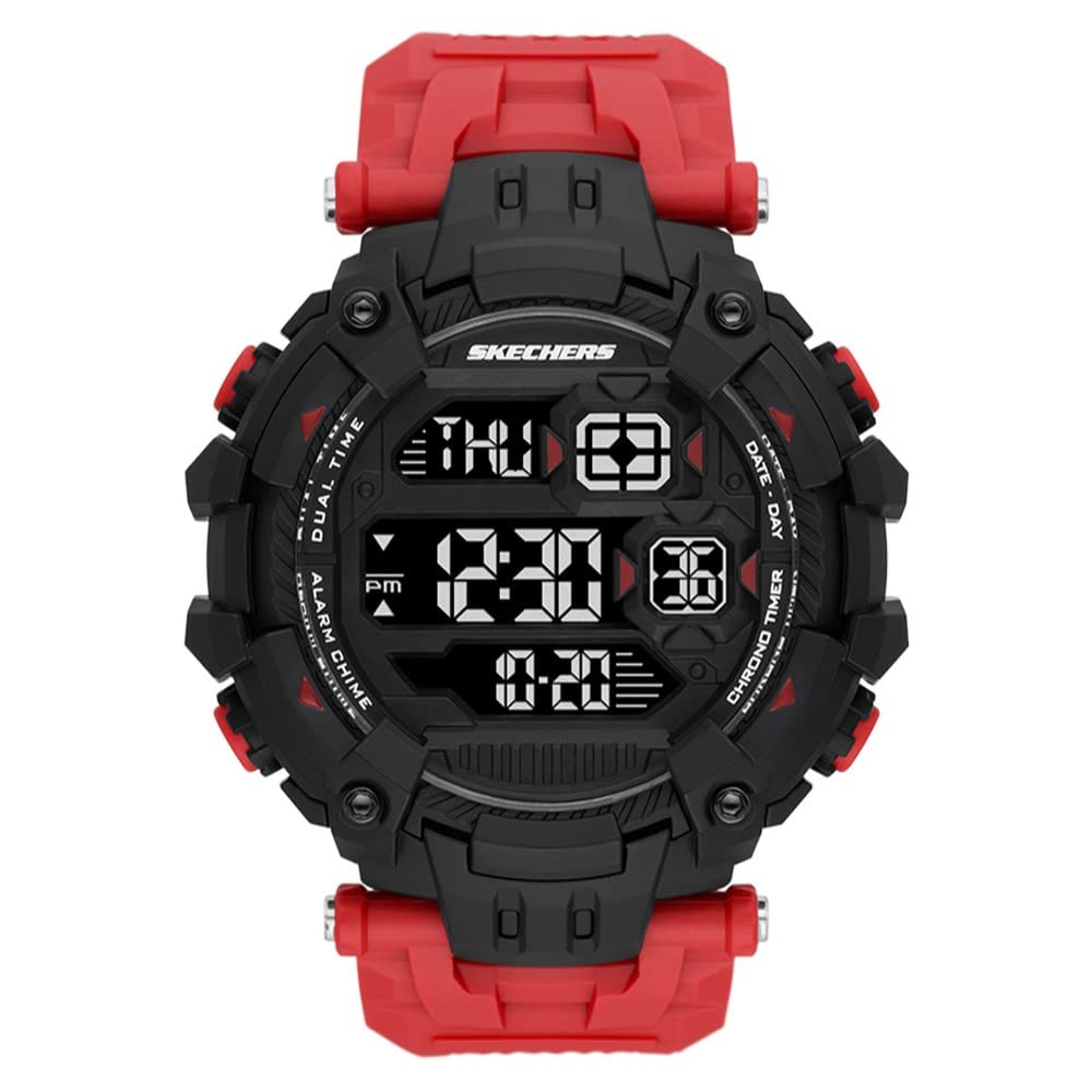 Skechers Casual Digital Watch for Men Oversize Red