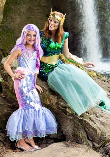 Disfraz de sirena niña rosa con cola de lentejuelas miniatura 6