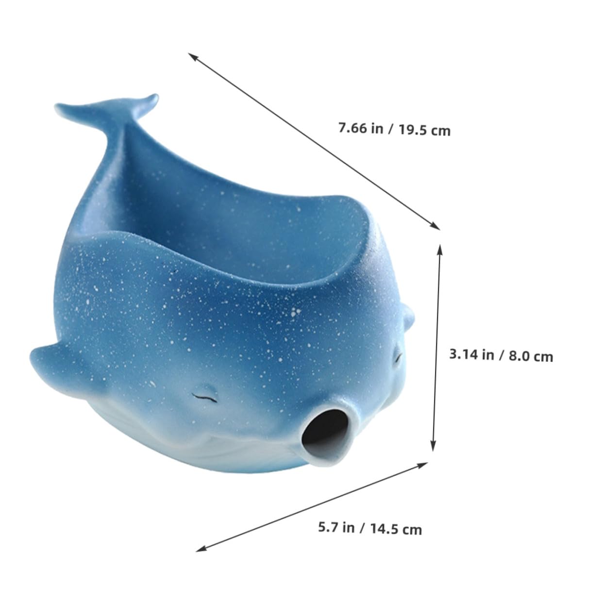 Portasapone in Ceramica Forma di Cetaceo con Drenaggio Autopulente Vassoio Portaoggetti Decorativo per Bagno e Cucina Supporto per Sapone e Spugna Resistente e Pratico