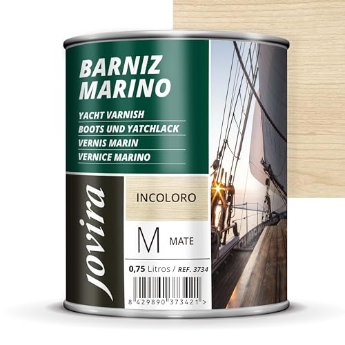 JOVIRA PINTURAS Barniz Marino. Para madera exterior-interior, incoloro-transparente. Especial resistencia en ambientes marinos. (750 Mililitros, Mate) K-53