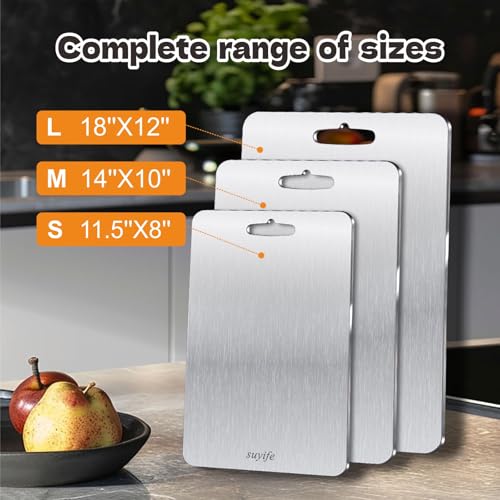 Titanium Cutting Board Set of 3,100% Pure Titanium Cutting Boards for Kitchen, 2025 New Double Sided Food-Grade Chopping Board for Cutting Meat Vegetable Fruit