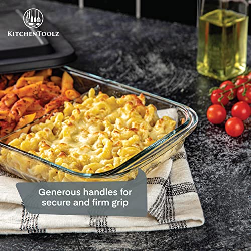 Pack Of 2 Divided Glass Casserole Baking Dish, Rectangular Bakeware Set 2.3 Qt Each, Oven To Table Clear Glass Lasagna Pan With Divider #TOP3