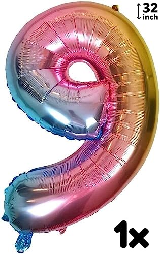 Diwuli Unicorn Birthday Decorations For Girls Set - Number 9 Balloon Pink Gradient, Unicorn Balloons, Unicorn Party Decorations, Unicorn Party Supplies 9Th Birthday Party Helium Foil Big Pink Balloons #TOP2