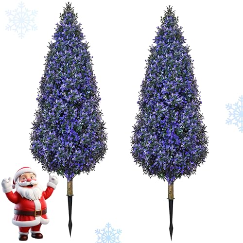 MA3TY Confezione da 2 alberi di cedro artificiali, 90 cm, albero di cipresso artificiale, decorazione per soggiorno, ufficio, feste e feste, viola