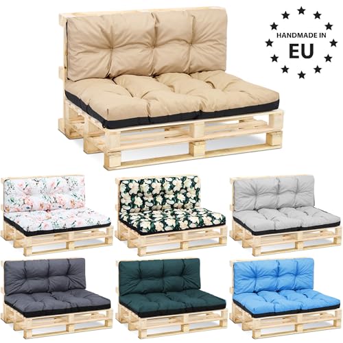 Amazinggirl Palettenkissen Outdoor Waschbar 80 x 120 cm - Pallettensitzkissen Europaletten Sitzkissen Polster Beige