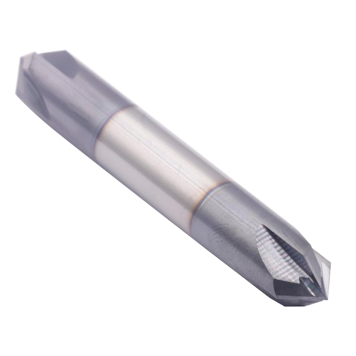 BestParts High Performance Solid Carbide End Mill, Chamfer Mill - Double End - AlTiN Coated, 4 Flute, 90° Chamfer Angle, 3/8" Cutting Diameter, 3/8" Shank Diameter, 2-1/2" Overall Length