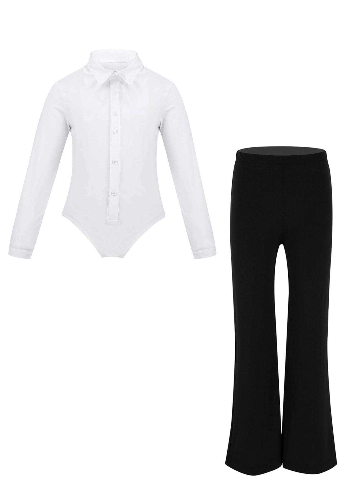 Oyolan Enfant Garçon Justaucorps Danse Latine Body Chemise et Pantalon Danse de Salon Jazz Tenue Patinage Artistique Gymnastique